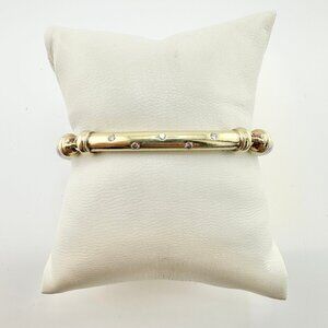 David Yurman Metro Cable Bracelet w/ 14K Yellow Gold & White Diamonds - Medium